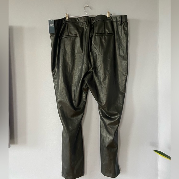Abercrombie & Fitch Black Faux Leather Skinny High Rise Split Hem Pants Size 24 - Picture 6 of 9